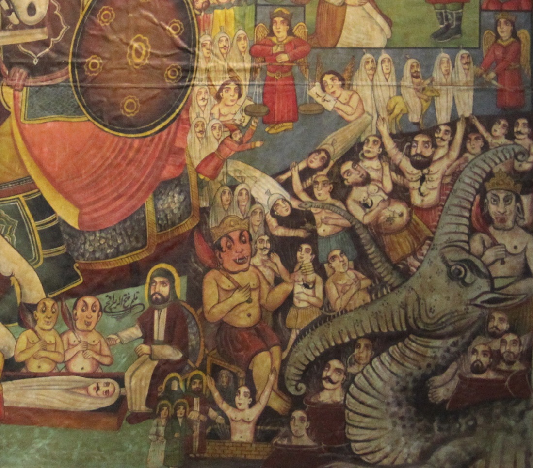 داستان صحرای محشر در تابلوی نقاشی قهوه‌خانه‌ای موزه گرمابه سمنان